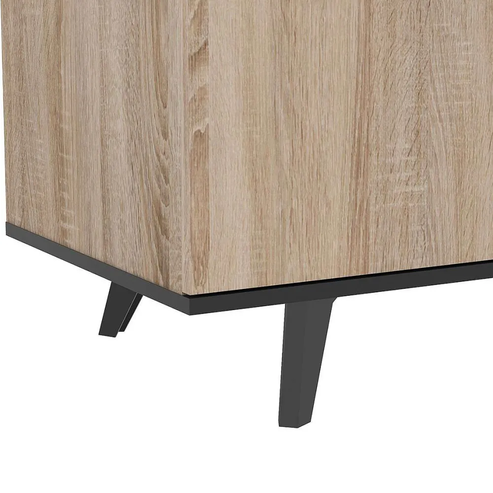 * Chiffonniers>Wayne Enfilade 3Po 3Ni Chene Brosse Noir Mat